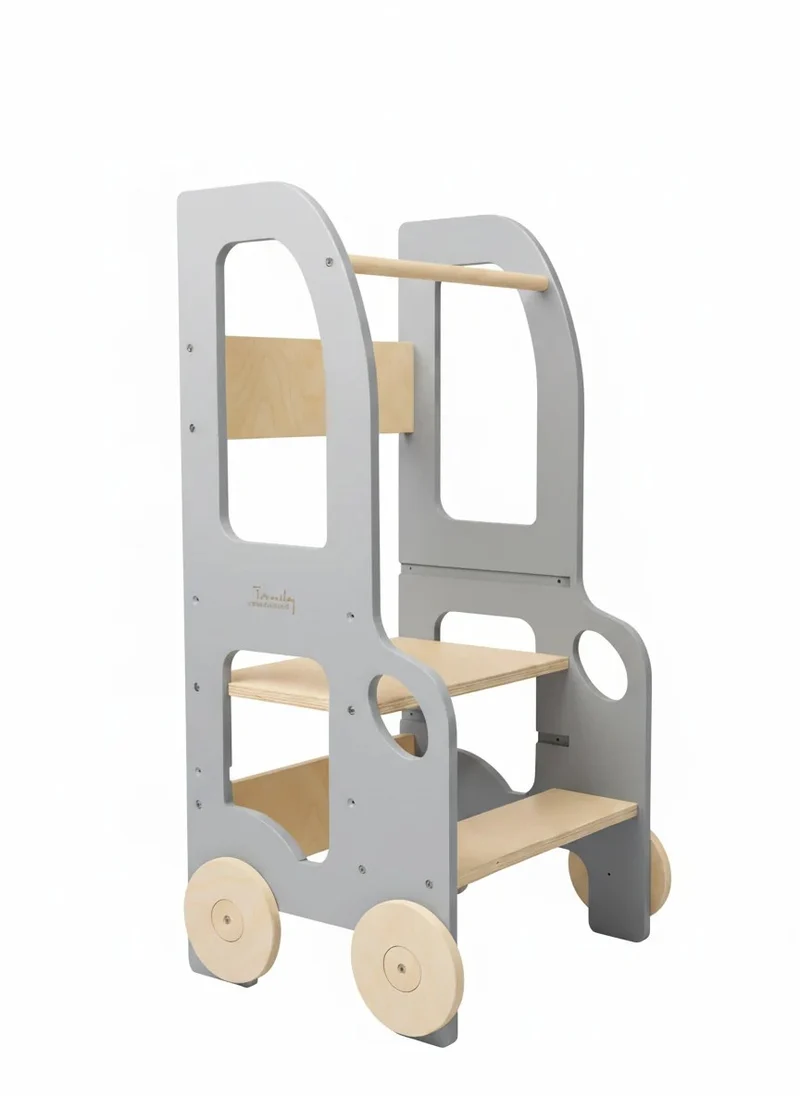 Montessori Küchenlernturm aus Holz – Höhenverstellbarer Kinderhocker